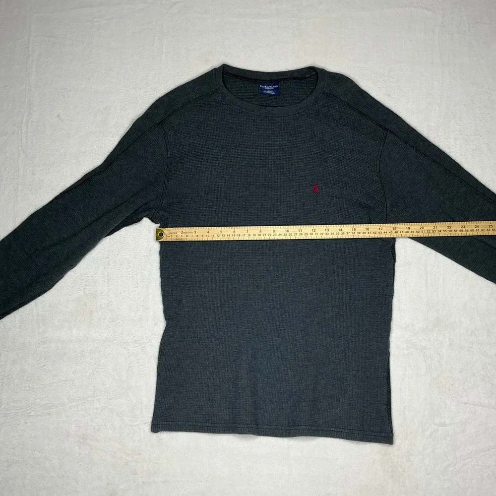 Polo Ralph Lauren Mens Gray Waffle Knit Thermal Long‎ Sleeve Sleepwear Shirt L